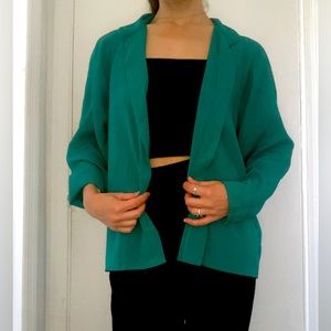 Oscar De La Renta Vintage Teal Button-Up Blouse. Perfect Condition
